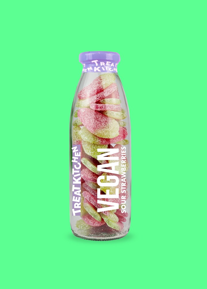 Vegan Sour Giant Strawberry Sweet Bottle